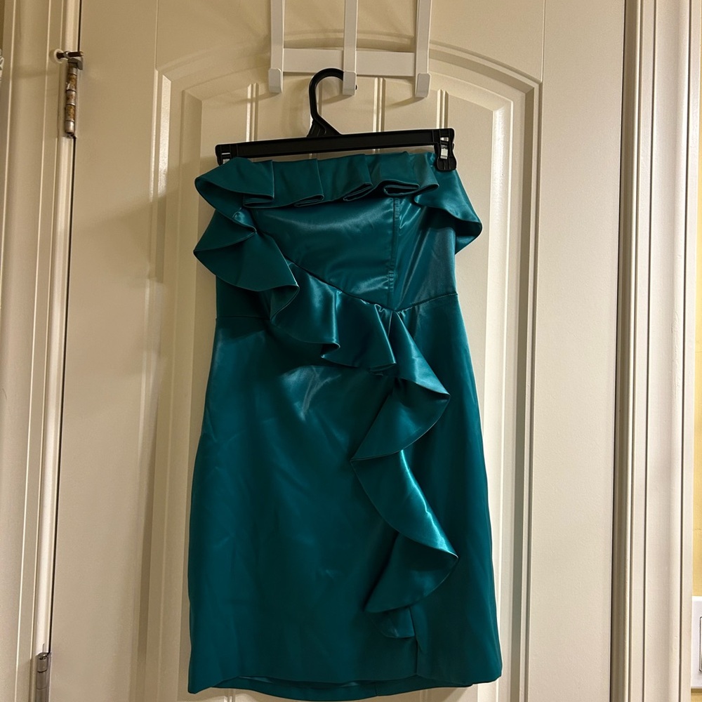 A Classy Chic Boutique Teal Ruffle Mini Dress